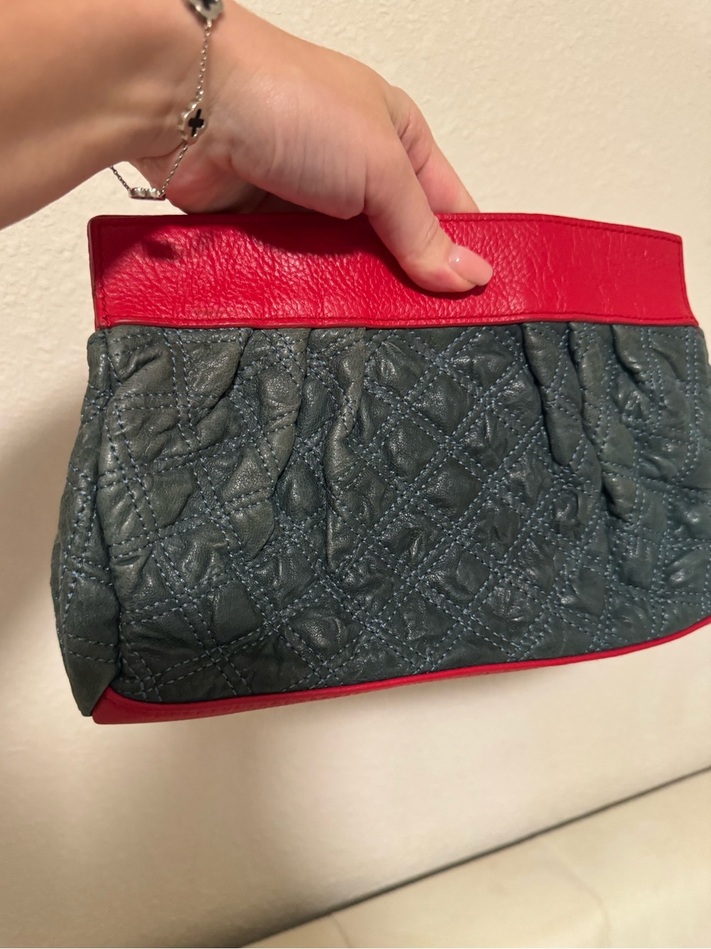 New RARE vintage Marc Jacobs Color-Block Quilted Leather Clutch - Picture 6 of 7